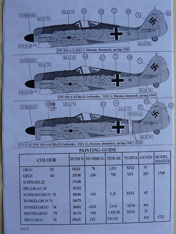 Skymodels decals 1/72 FW-190A and F, SKY72059
